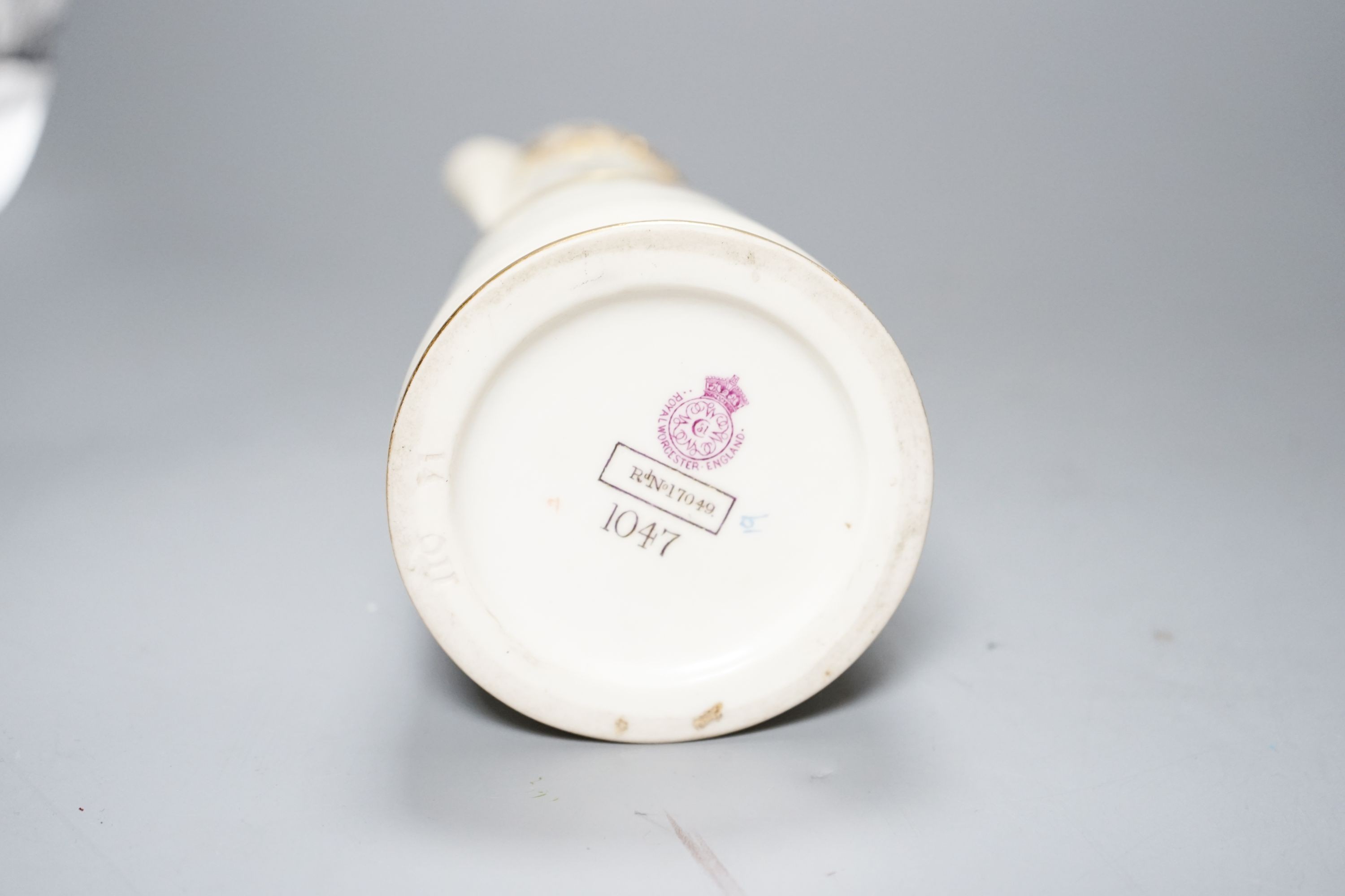 A Royal Worcester blush ivory jug and a Royal Crown Derby ewer 23cm
